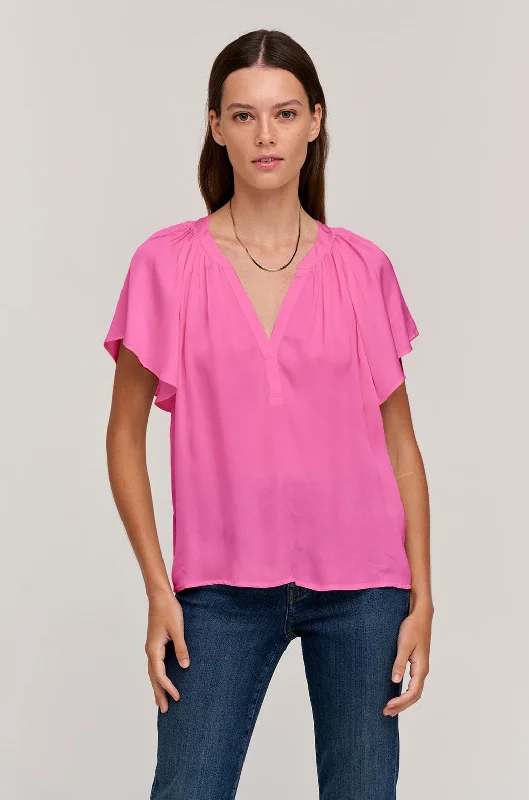 LORENA V-NECK BLOUSE Feminine Tie Blouse