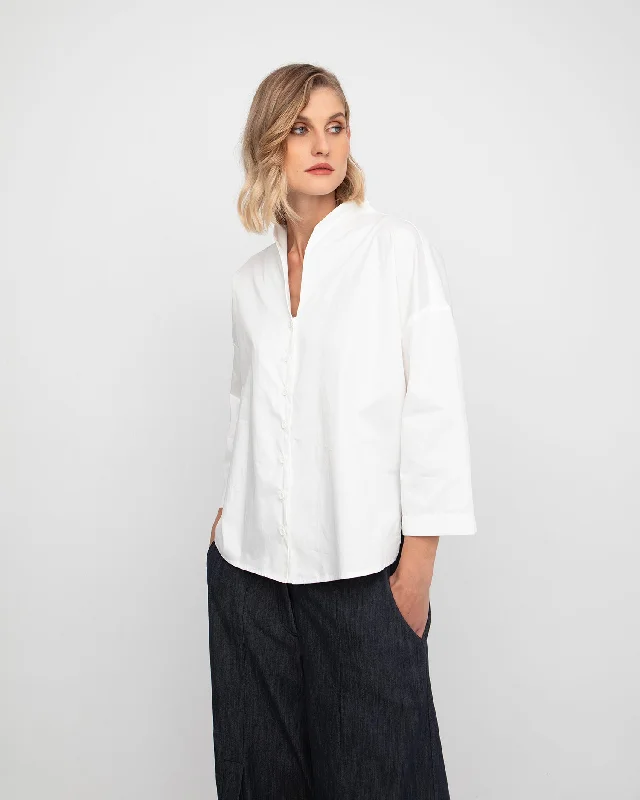 Ozai N Ku Dynaco Blouse, White Embellished Collar Blouse