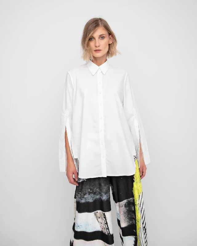 Ozai N Ku Ithaca Blouse, White Flowy Bohemian Blouse