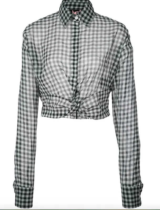 PLAID BLOUSE Feminine Puff Blouse