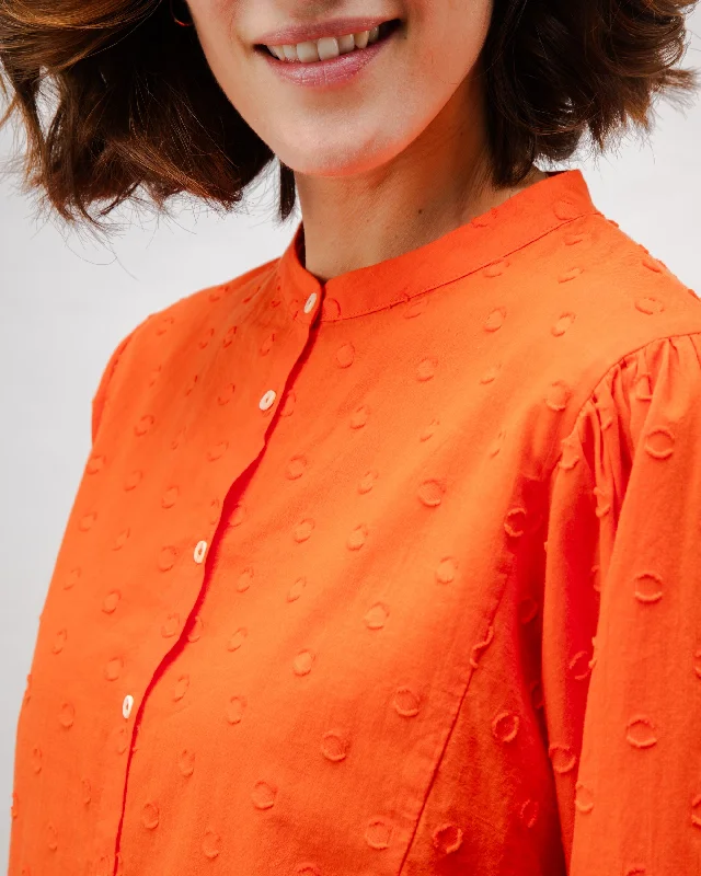 Polka Dot Romantic Cotton Blouse Orange Soft Pastel Blouse