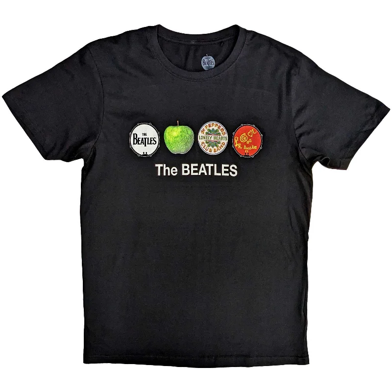 The Beatles | Official Band T-Shirt | Apple & Drums Cashmere Blend Cotton Blend Poly Blend