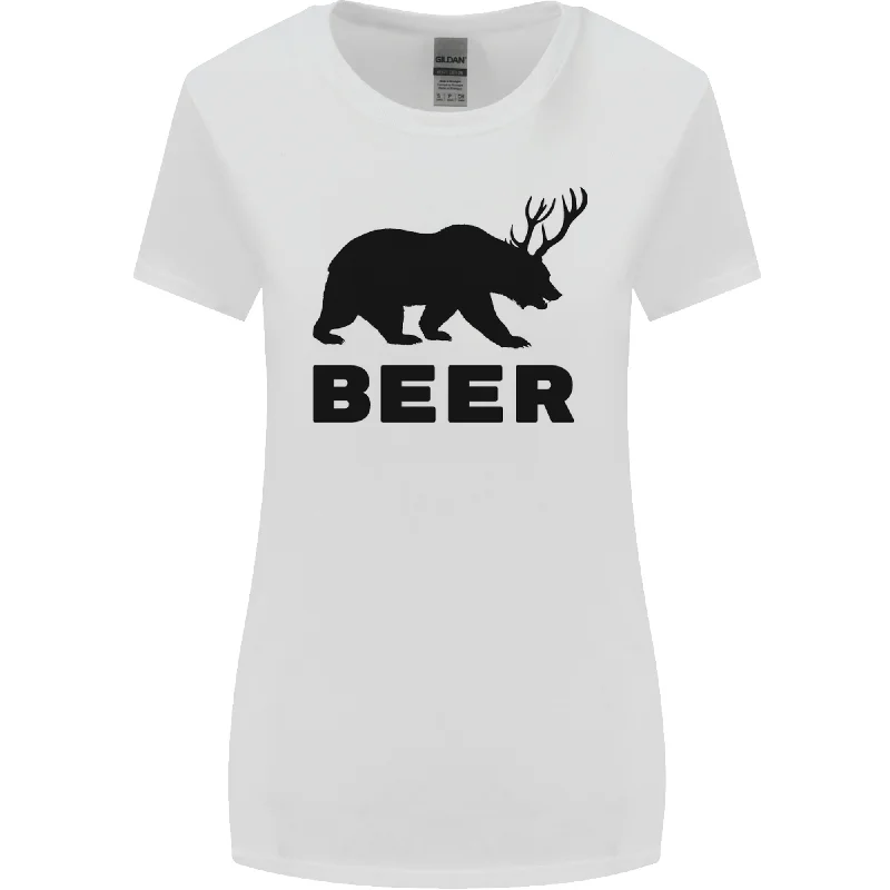 Beer Bear Funny Animal Alcohol Womens Wider Cut T-Shirt Nylon Fabric Polyester Fabric Spandex Fabric