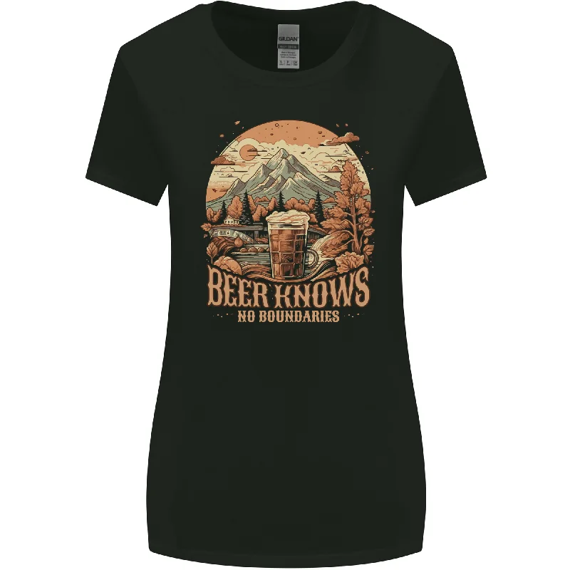 Beer Knows No Boundaries Camping hiking Womens Wider Cut T-Shirt Elegant Classic Vintage