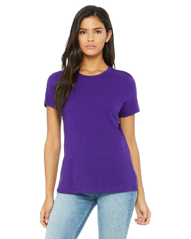 Bella+Canvas Ladies Relaxed Short Sleeve Jersey T-Shirt | Team Purple Mesh Fabric Canvas Fabric Denim Fabric