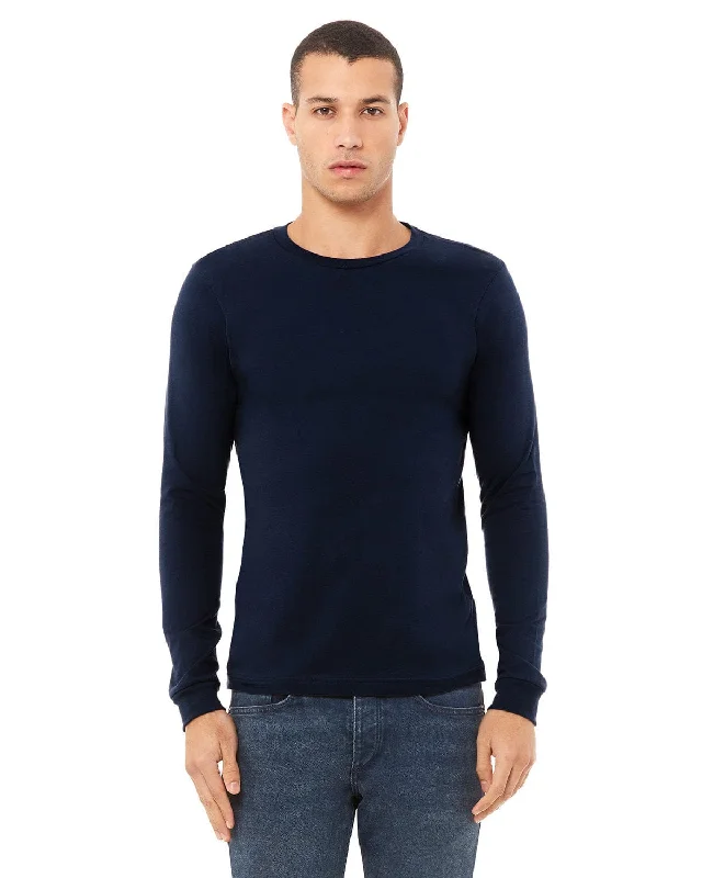 Bella+Canvas Long Sleeve Jersey T-Shirt | Navy Lace Blend Ribbed Blend Corduroy Blend