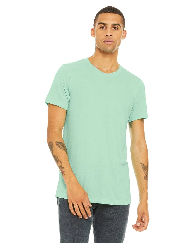 Bella+Canvas Unisex Heather CVC T-Shirt | Heather Mint Thin T-Shirt Open Front Quick Dry