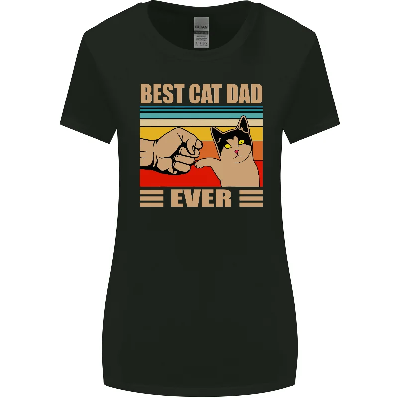 Best Cat Dad Ever Funny Father's Day Womens Wider Cut T-Shirt Front Pockets Side Pockets Patch Pockets