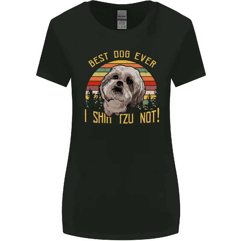 Best Dog Ever I Shih Tzu Not Funny Womens Wider Cut T-Shirt Print Jacquard Patchwork