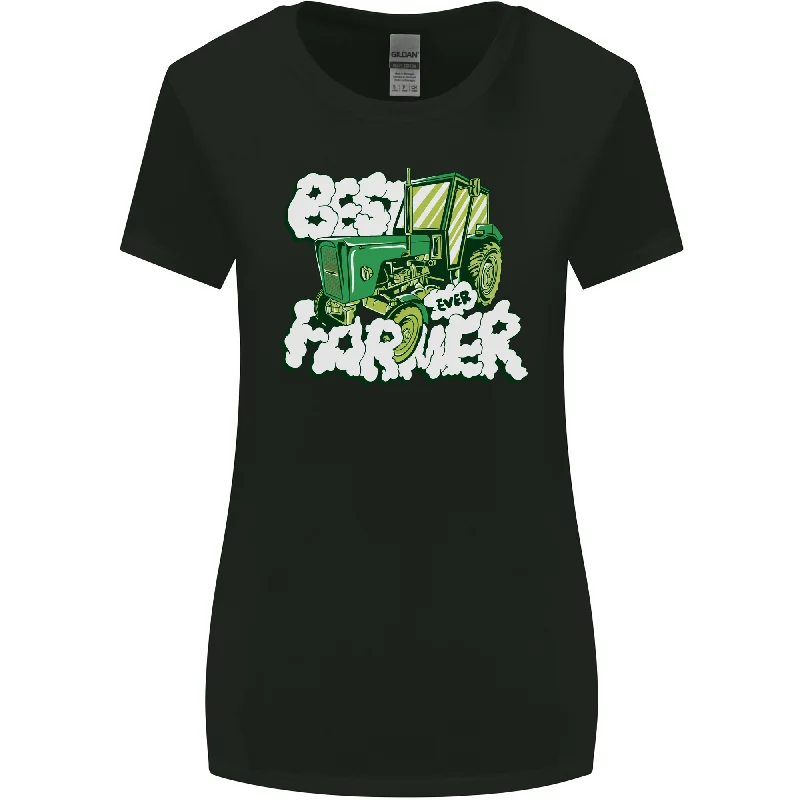 Best Farmer Ever Fathers Day Farming Womens Wider Cut T-Shirt Satin Fabric Silk Fabric Chiffon Fabric