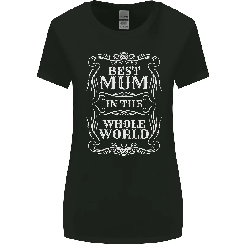 Best Mum in the World Mothers Day Womens Wider Cut T-Shirt Faux Fur Fabric Real Fur Fabric Shearling Fabric