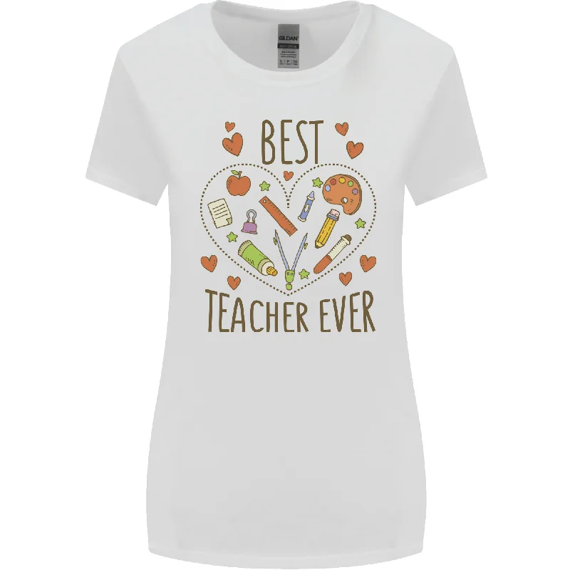 Best Teacher Ever Teaching Maths English Science Womens Wider Cut T-Shirt Terry Blend Velvet Blend Canvas Blend