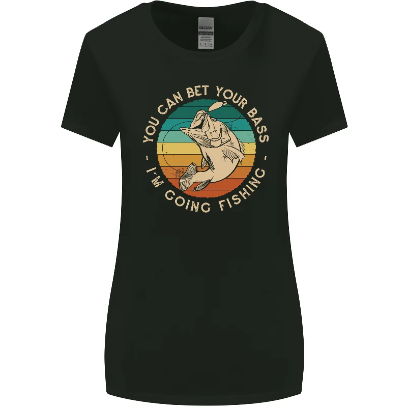 Bet Your Bass Im Going Fishing Funny Fisherman Womens Wider Cut T-Shirt Chenille Brocade Lace