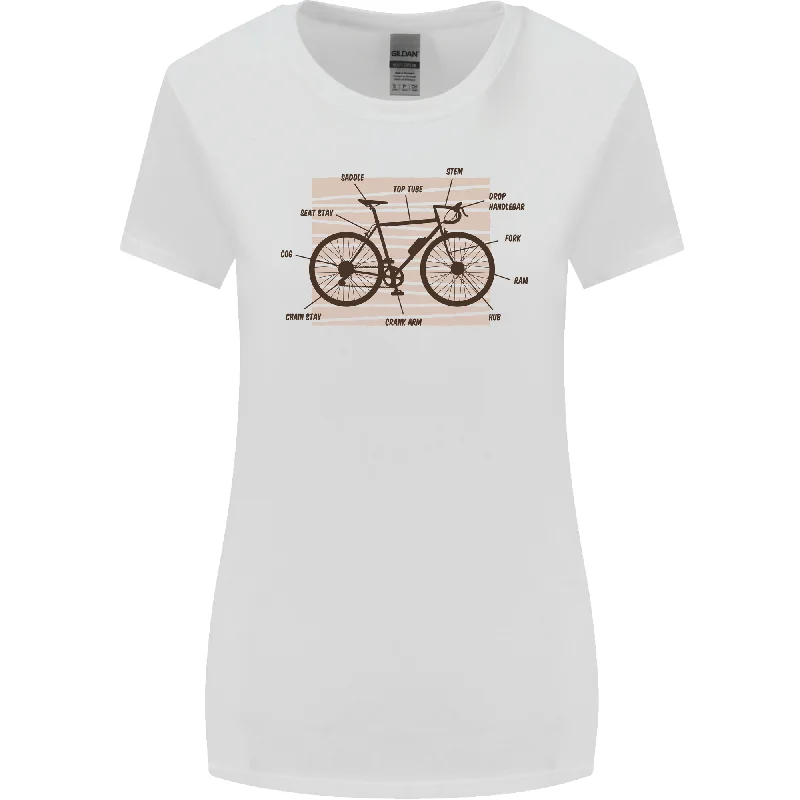 Bicycle Anatomy Funny Cycling Cyclist Funny Womens Wider Cut T-Shirt Welt Pockets Slit Pockets Flap Pockets