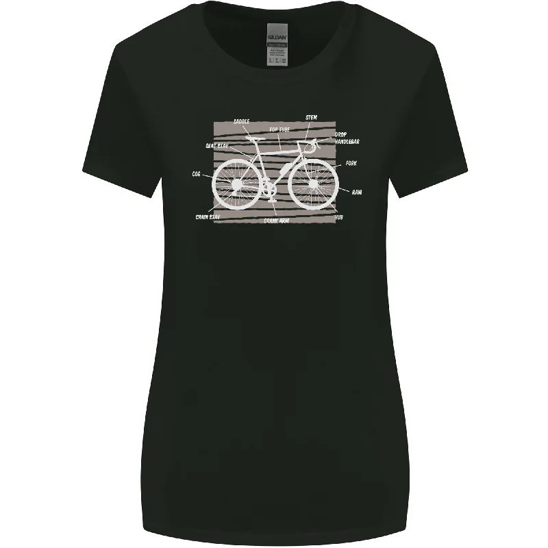 Bicycle Anatomy Funny Cyclist Cycling Funny Womens Wider Cut T-Shirt Rayon Fabric Velvet Fabric Corduroy Fabric