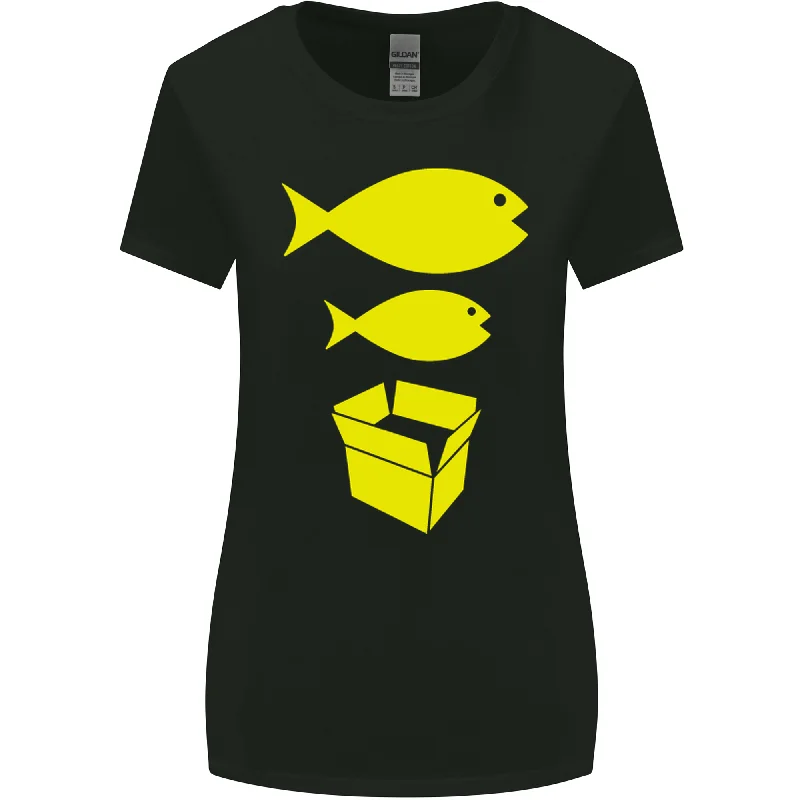 Big Fish Little Fish Cardboard Box Music Womens Wider Cut T-Shirt Hooded Caped Shawl Collar