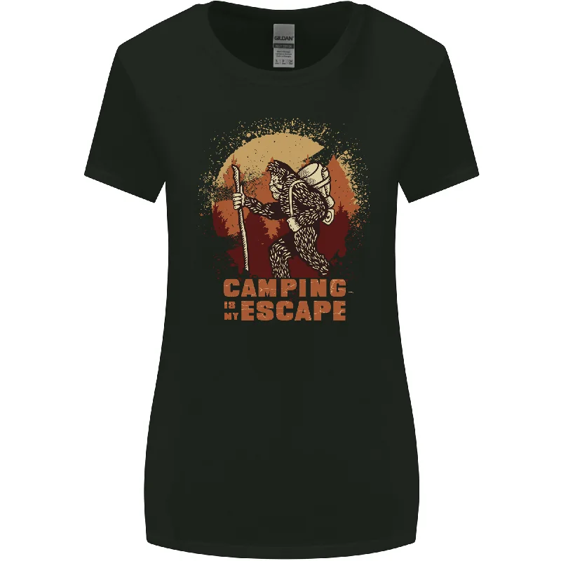 Bigfoot Camping is My Escape Funny Womens Wider Cut T-Shirt Anti-Pilling Machine Wash Handmade