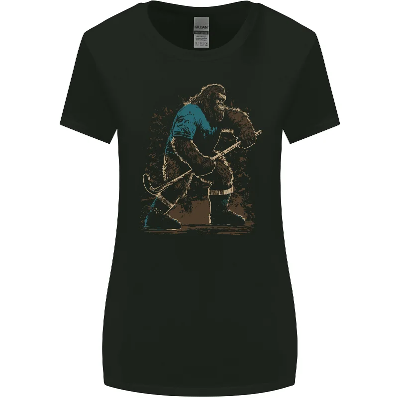 Bigfoot Hockey Player Womens Wider Cut T-Shirt Silk Blend Satin Velvet