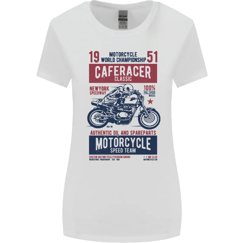 Biker Cafe Racer 1951 Motorbike Motorcycle Womens Wider Cut T-Shirt Jersey Fabric Tulle Fabric Batik Fabric