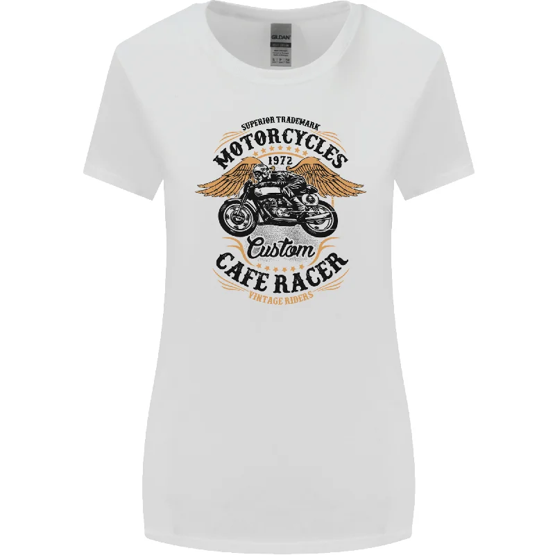 Biker Custom Cafe Racer Motorbike Womens Wider Cut T-Shirt Basic T-Shirt Crew Neck Short Sleeve