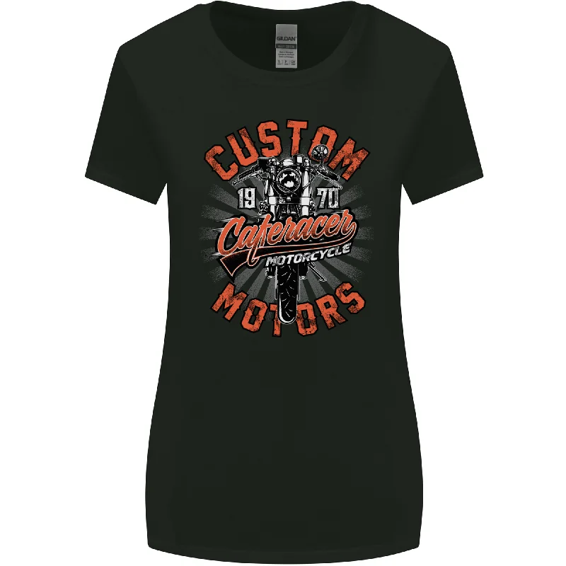 Biker Custom Cafe Racer Motors Motorbike Womens Wider Cut T-Shirt Solid Color Striped Floral