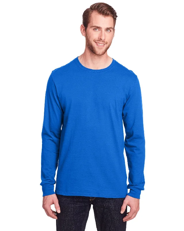 Fruit of the Loom Adult ICONIC Long Sleeve T-Shirt | Royal Chenille Brocade Lace