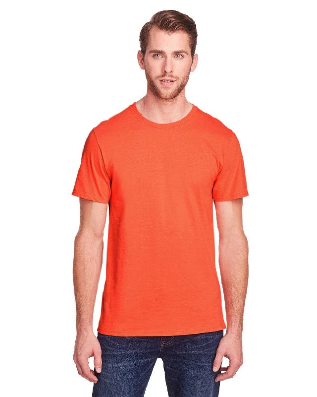 Fruit of the Loom Adult ICONIC T-Shirt | Burnt Orange Print Jacquard Patchwork