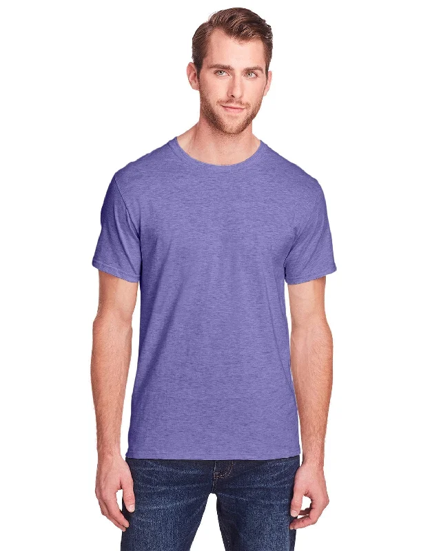 Fruit of the Loom Adult ICONIC T-Shirt | Retro Hth Purple Wool Fabric Cashmere Fabric Tweed Fabric