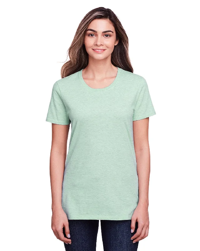 Fruit of the Loom Ladies ICONIC T-Shirt | Mint To Be Hthr Chenille Brocade Lace