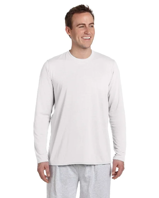 Gildan 4.5 oz. Performance Long Sleeve T-Shirt | White Graphic T-Shirt Round Neck Polyester