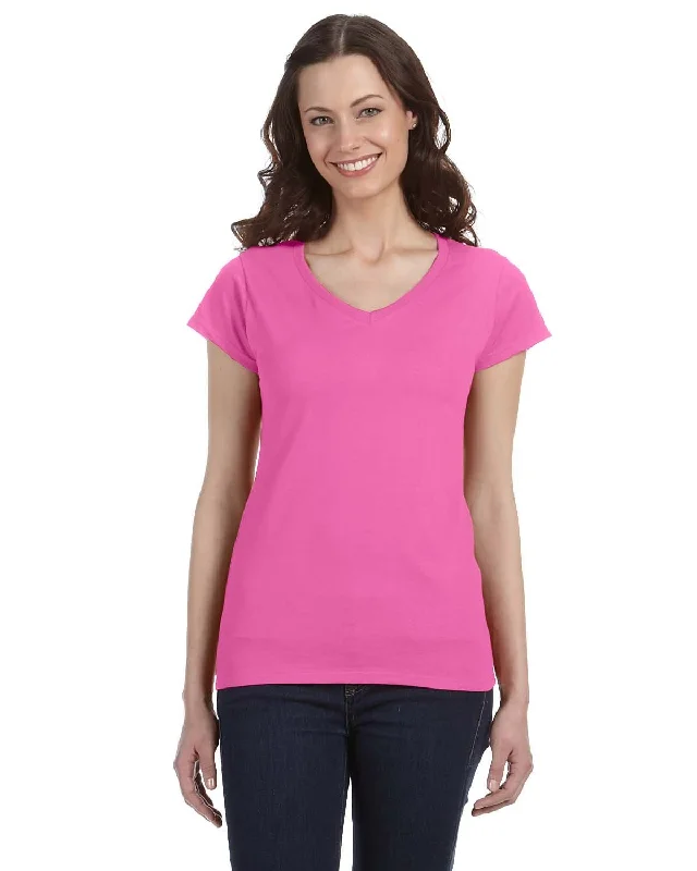 Gildan Ladies SoftStyle V-Neck T-Shirt | Azalea Knit Fabric Woven Fabric Fleece Fabric