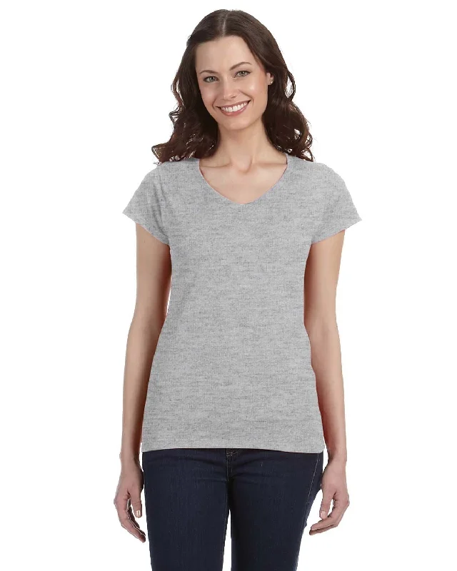 Gildan Ladies SoftStyle V-Neck T-Shirt | Rs Sport Grey Handmade Hand-knitted Hand-woven