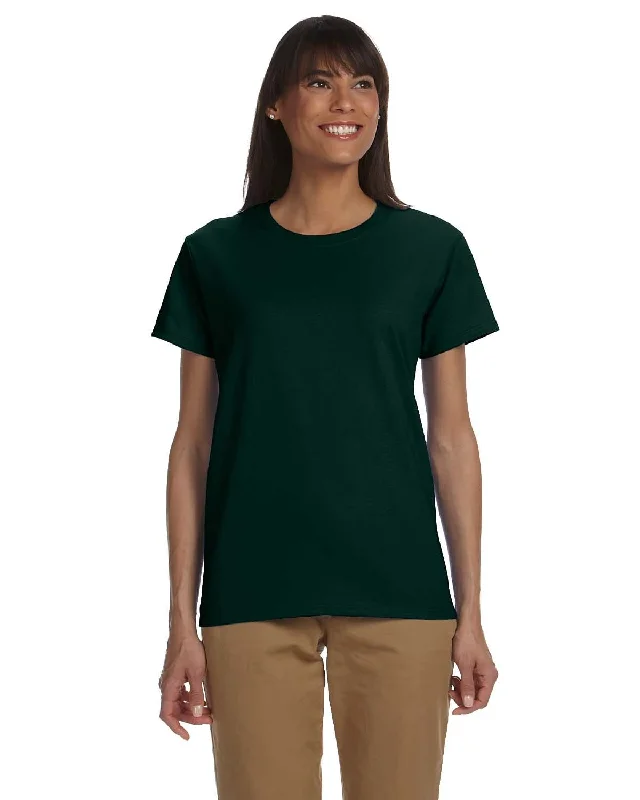 Gildan Ladies Ultra Cotton Heavyweight T-Shirt | Forest Green Rayon Velvet Corduroy