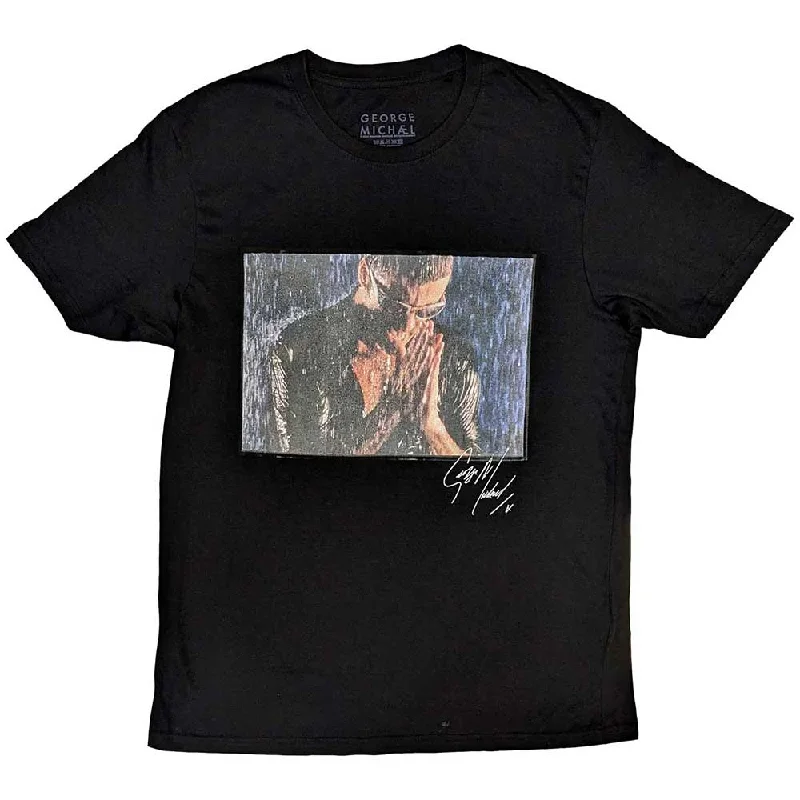 George Michael | Official Band T-Shirt | Film Still Hooded Caped Shawl Collar