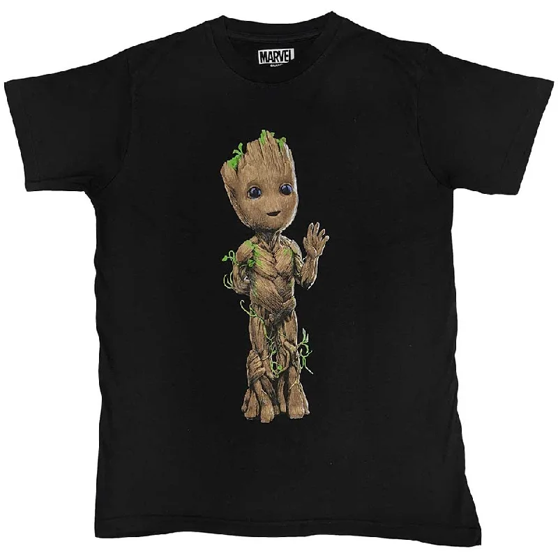 Marvel Comics | Official  Film T-Shirt | Guardians of the Galaxy Groot Wave Solid Print Embellished