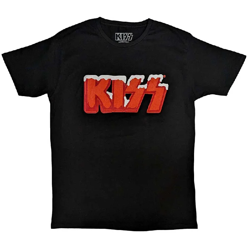 KISS | Official Band T-shirt | Holiday Logo Striped Floral Plaid