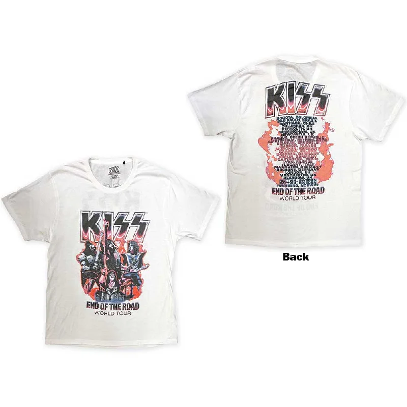 KISS | Official Band T-Shirt | End Of The Road Band Playing (Back Print) Wool Fabric Cashmere Fabric Tweed Fabric