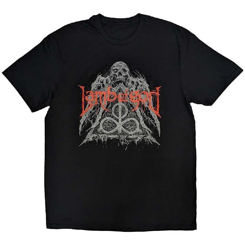 Lamb Of God | Official Band T-Shirt | Skull Pyramid Graphic Embroidered Appliqued