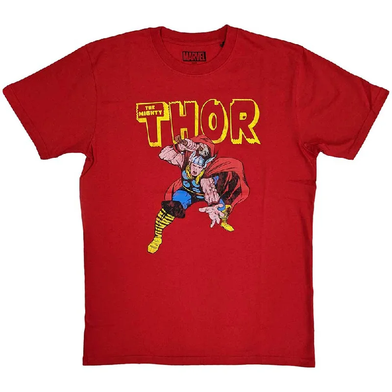 Marvel Comics | Official  Film T-Shirt | Thor Hammer Distressed Mesh Blend Leather Blend Suede Blend