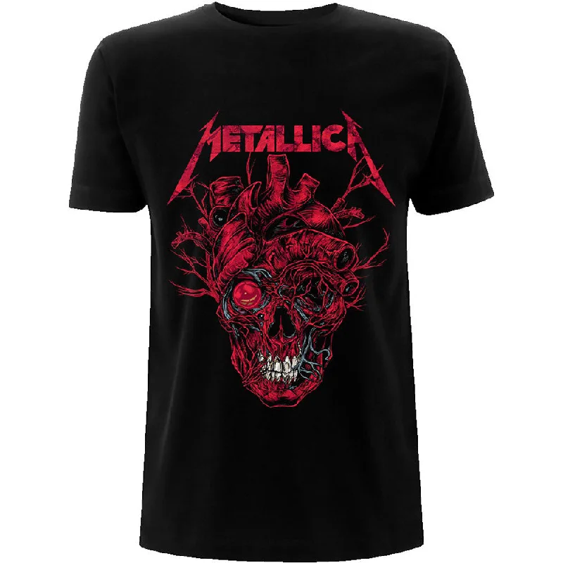 Metallica | Official Band T-Shirt | Heart Skull Jersey Fabric Tulle Fabric Batik Fabric