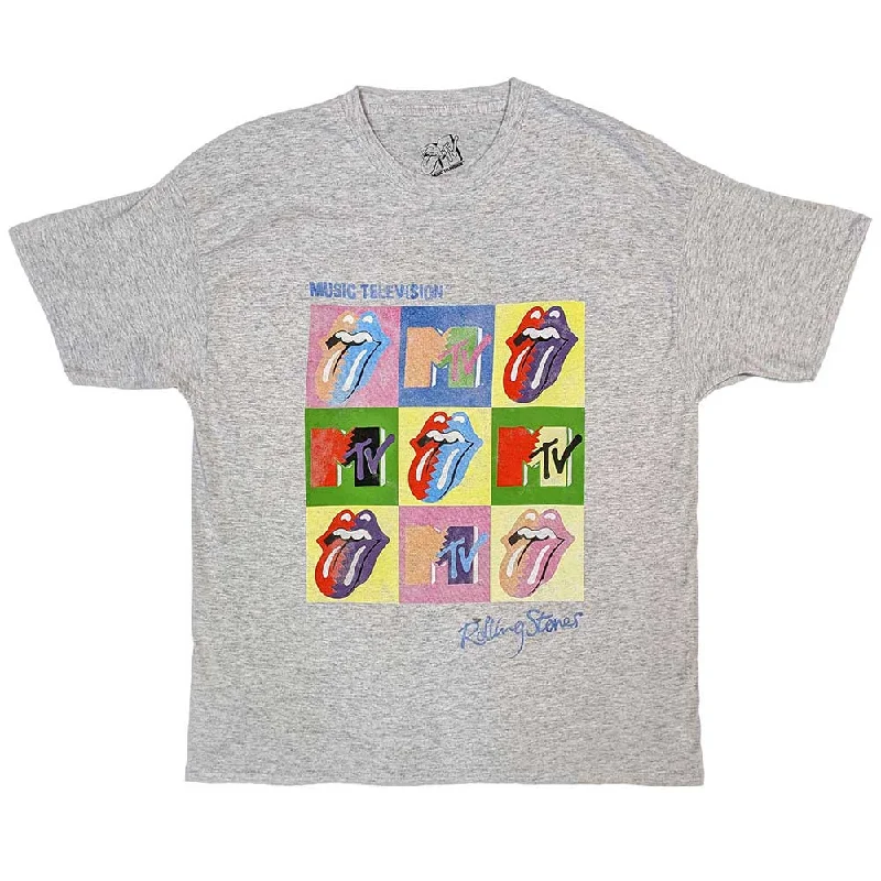 MTV | Official T-shirt | Rolling Stones Warhol Squares Nylon Fabric Polyester Fabric Spandex Fabric