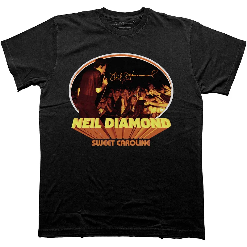 Neil Diamond | Official Band T-Shirt | Sweet Caroline Oval Front Pockets Side Pockets Patch Pockets