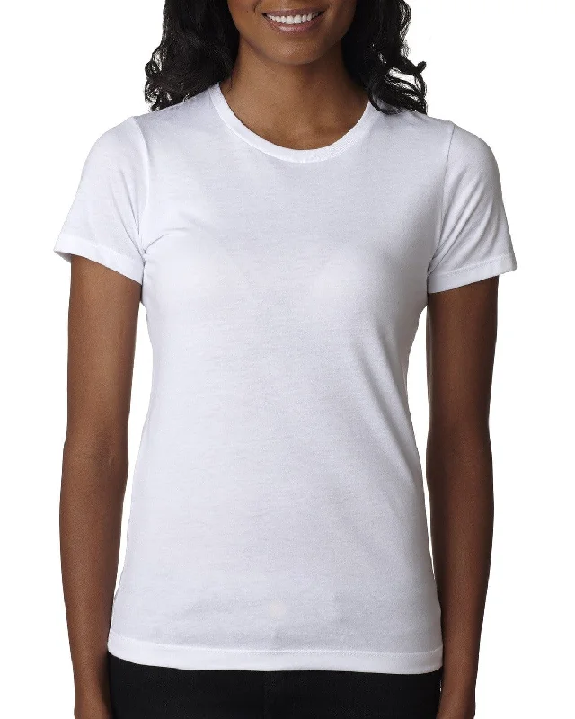 Next Level Ladies CVC Crew Tee | White Collared Crew Neck Turtle Neck