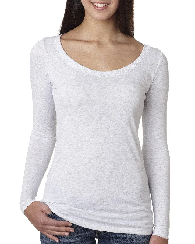 Next Level Ladies Triblend Long Sleeve Scoop Tee | Heather White Handmade Hand-knitted Hand-woven