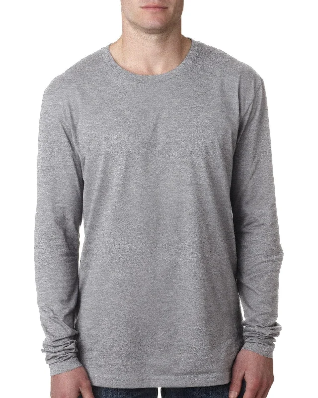 Next Level Mens Premium Long Sleeve Tee | Heather Gray Fashionable Trendy Casual