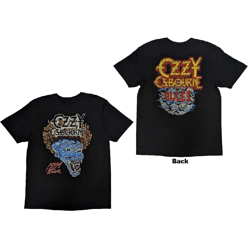 Ozzy Osbourne | Official Band T-Shirt | Bark At The Moon Tour '84 (Back Print) (Small) Collared Crew Neck Turtle Neck