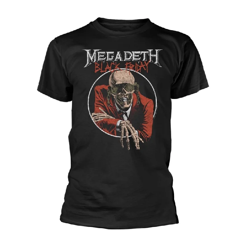 Megadeth | Official Band T-shirt | Black Friday (back print) V-Neck T-Shirt Long Sleeve Cotton