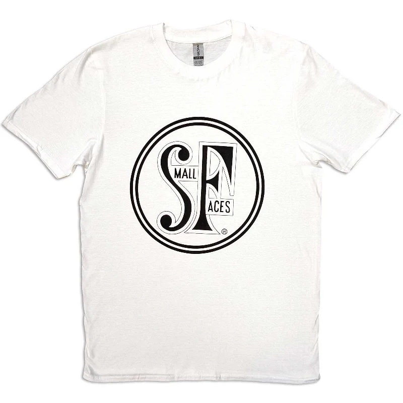 Small Faces | Official Band T-Shirt | Logo White Graphic Embroidered Appliqued