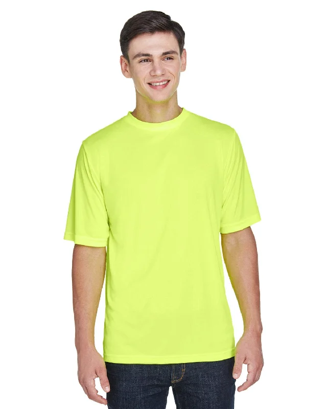 Team 365 Mens Zone Performance T-Shirt | Safety Yellow Front Pockets Side Pockets Patch Pockets