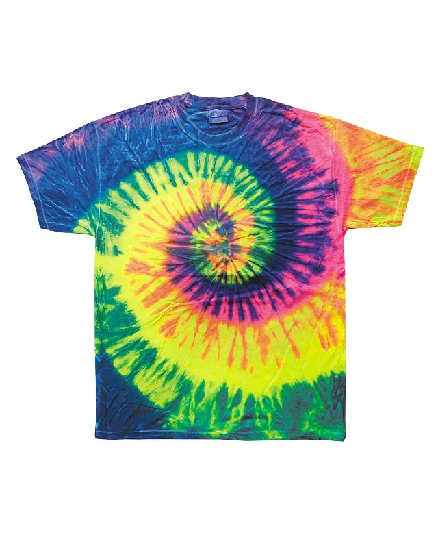 Tie-Dye 100% Cotton Tie-Dyed T-Shirt | Neon Rainbow Handmade Hand-knitted Hand-woven